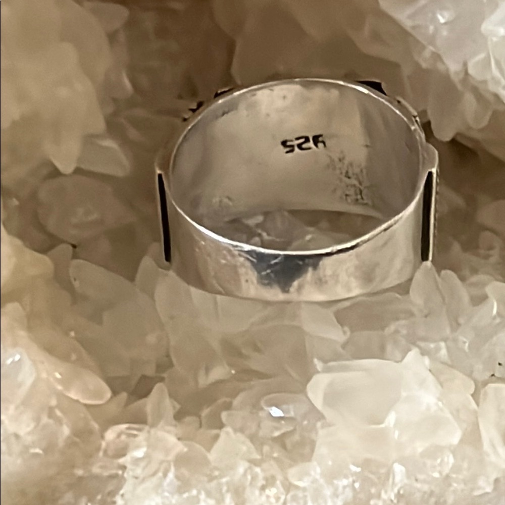Silver and Red Ring with Central Stone - Picture 7 of 9